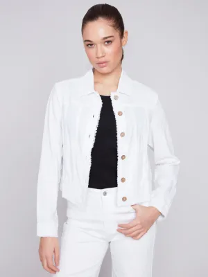 CHARLIE B Frayed Edge Linen Jacket
