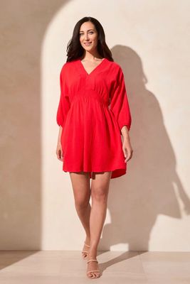 TRIBAL Smocked Puff Sleeve Dress