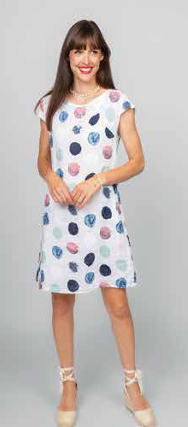 ME &amp; GEE Cap Sleeve Dress w/ Pockets, Color: White /Polka Dot, Size: XS