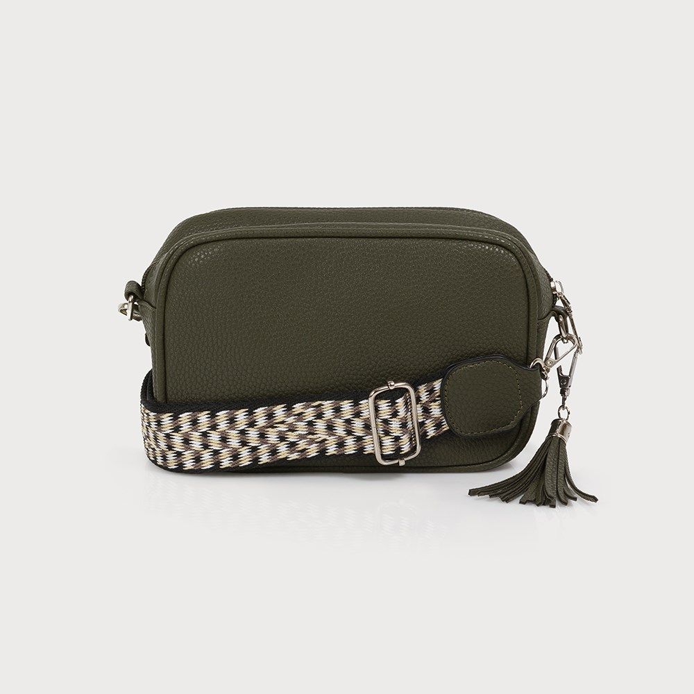 CARACOL Crossbody Bag w/2 Straps, Color: KHAKI