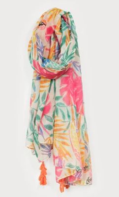 CARACOL Lightweight Scarf w/ Pompoms