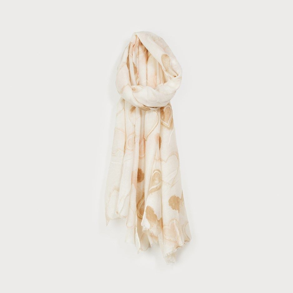 CARACOL Lightweight Soft Scarf, Color: Cream Print