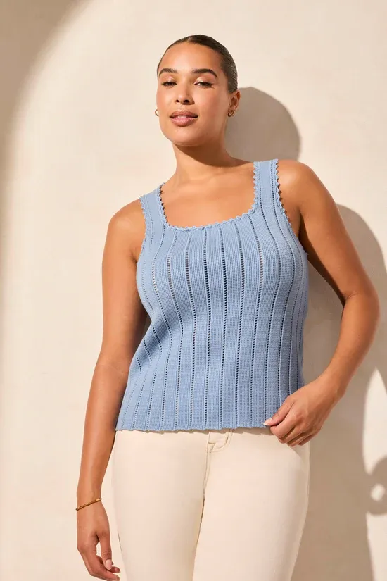 TRIBAL Ribbed Knit Camisole, Color: Scuba Blue, Size: XS
