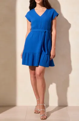 TRIBAL Cap Sleeve Dress w/ Pockets &amp; Sash