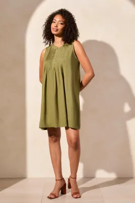 TRIBAL Sleeveless Dress w/Pleats