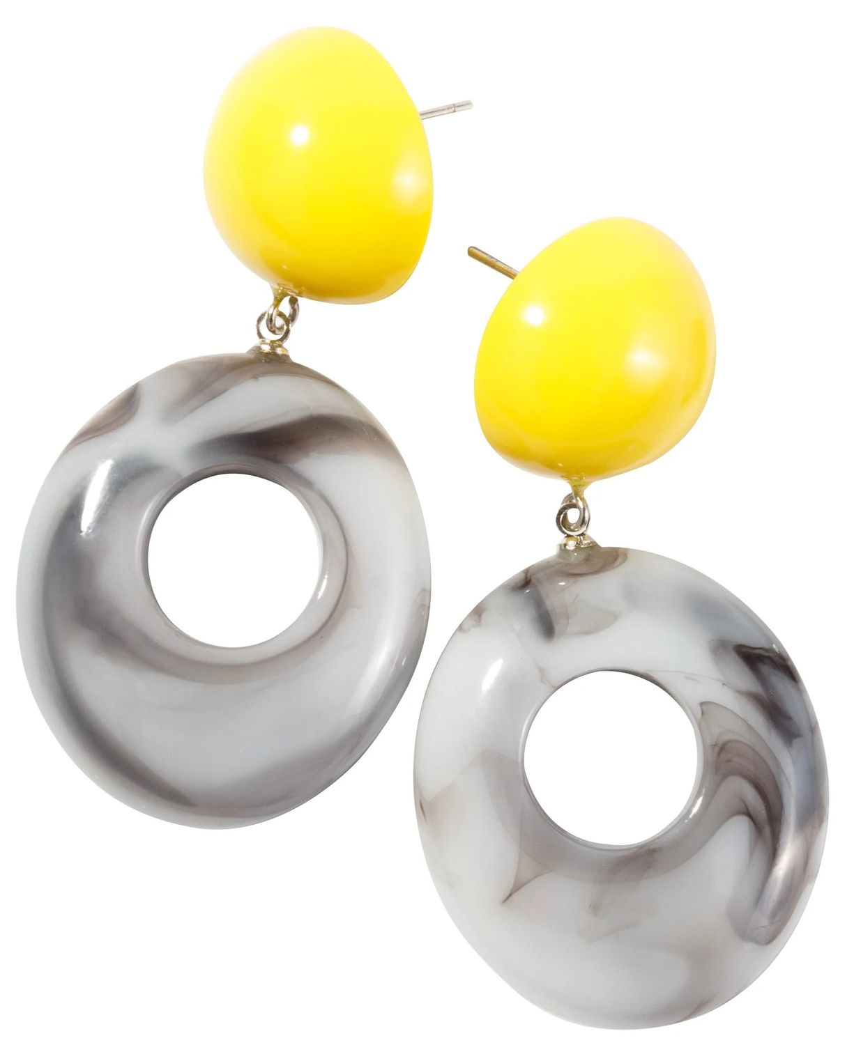 ZSISKA Circle w/Hoop Earrings, Color: Yellow/Grey