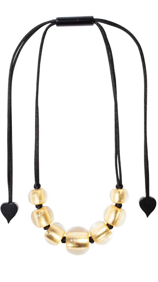 ZSISKA Round Resin Large Beads On Adjustable Cord, Color: Gold
