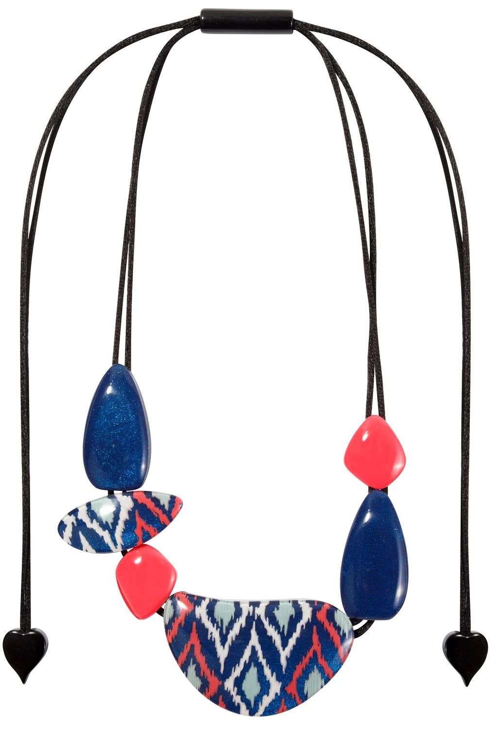 ZSISKA Resin Off Shape Beads On Adjustable Cord, Color: Navy/Pink