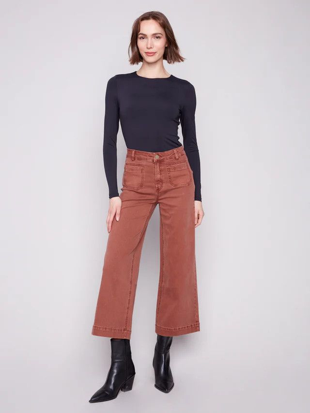 CHARLIE B Cropped Patch Pocket Pant, Color: Sepia, Size: 2