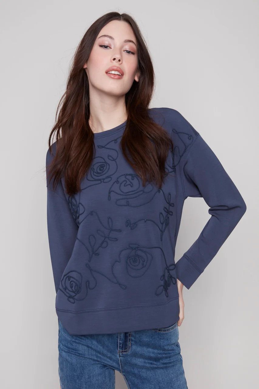 CHARLIE B Scuba Sweatshirt, Color: Moonlight, Size: XS