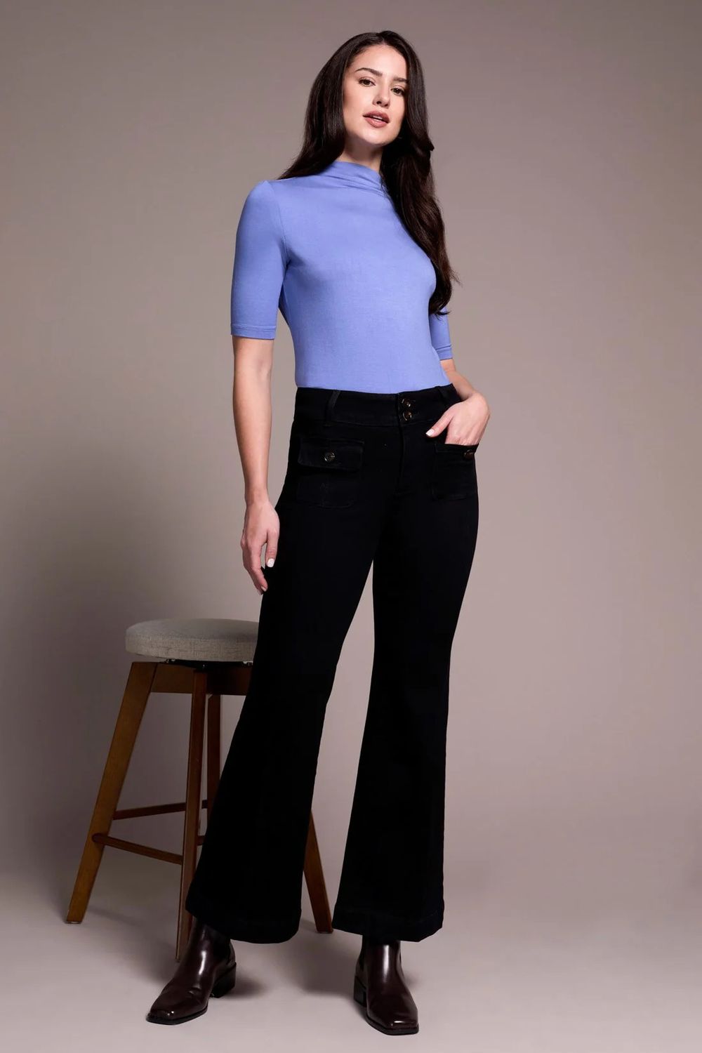 TRIBAL Brook Trouser Palazzo w/Crease, Color: Just Black, Size: 2