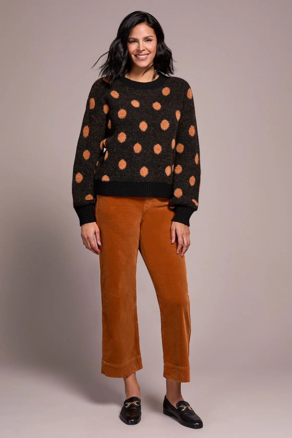 TRIBAL Long Sleeve Crew Neck Sweater, Color: Black, Size: XS