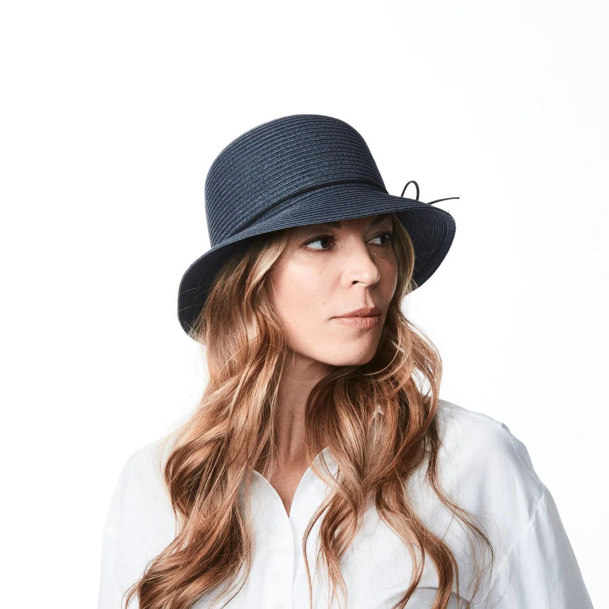 CANADIAN HAT Olga Cloche Straw Hat, Color: Navy