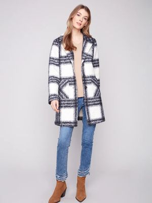 CHARLIE B Plaid Boucle Coat