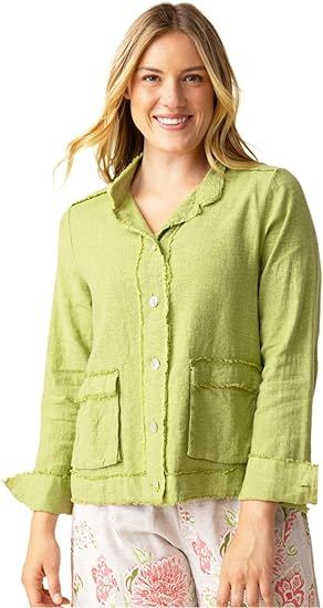 HABITAT Distressed Linen Jacket, Color: Leaf, Size: XS
