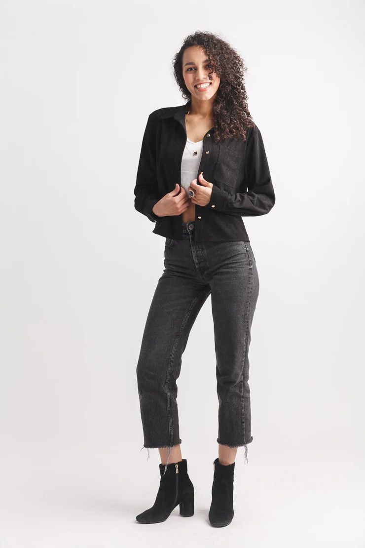 PAPILLON Cord Jacket, Color: Black, Size: S