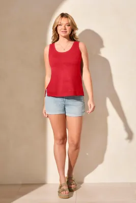 TRIBAL High Low Tank Top w/ Wash Effect