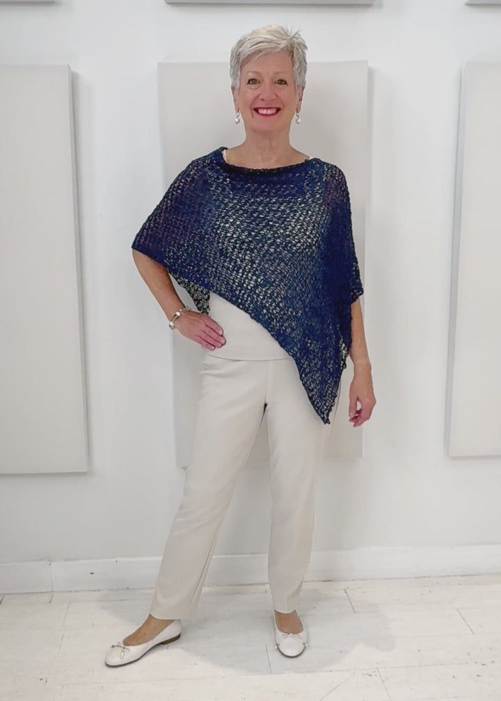 SUZIE BLUE Popcorn Poncho, Color: Navy