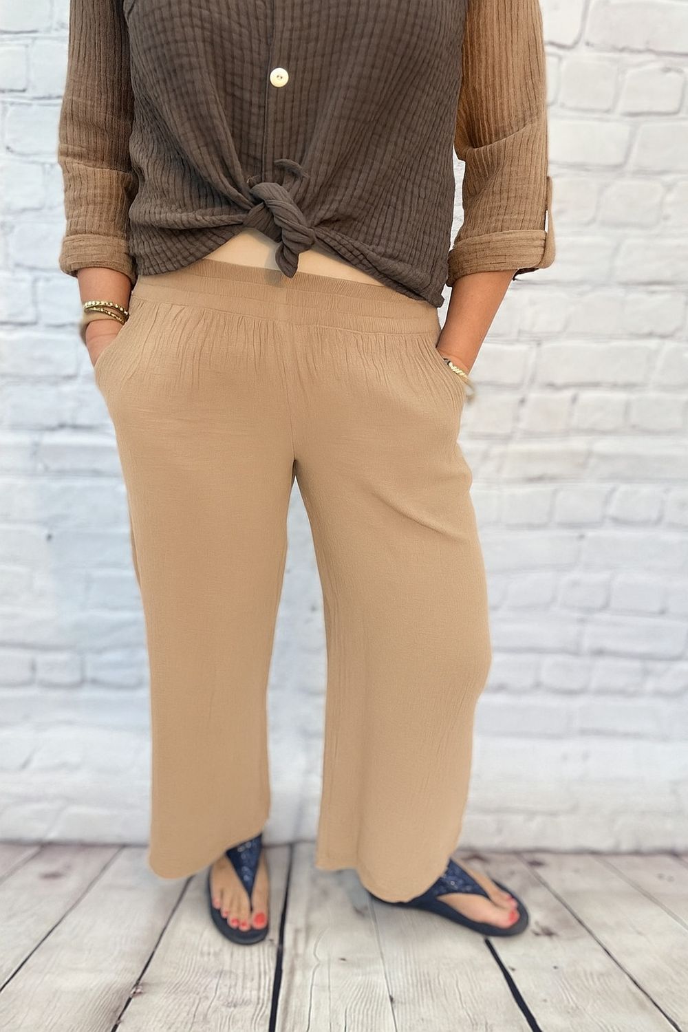 SHANNON PASSERO Cotton Gauze Pants, Color: Sand, Size: XS