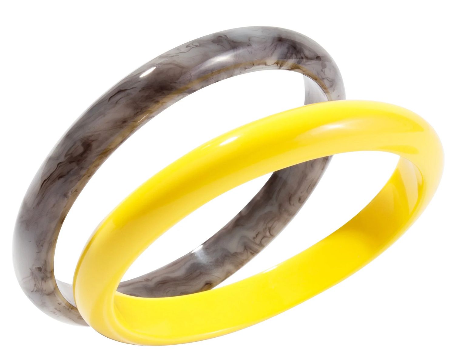 ZSISKA Double Resin Bracelet Set, Color: Yellow/Grey, Size: O/S