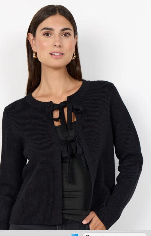 SOYA CONCEPT Kanita 26 Short Cardigan w/ Ties, Color: Black, Size: XS