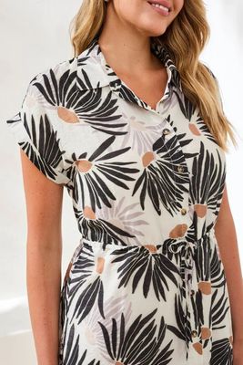 TRIBAL Lined Shirt Dress w/Waist Drawcord