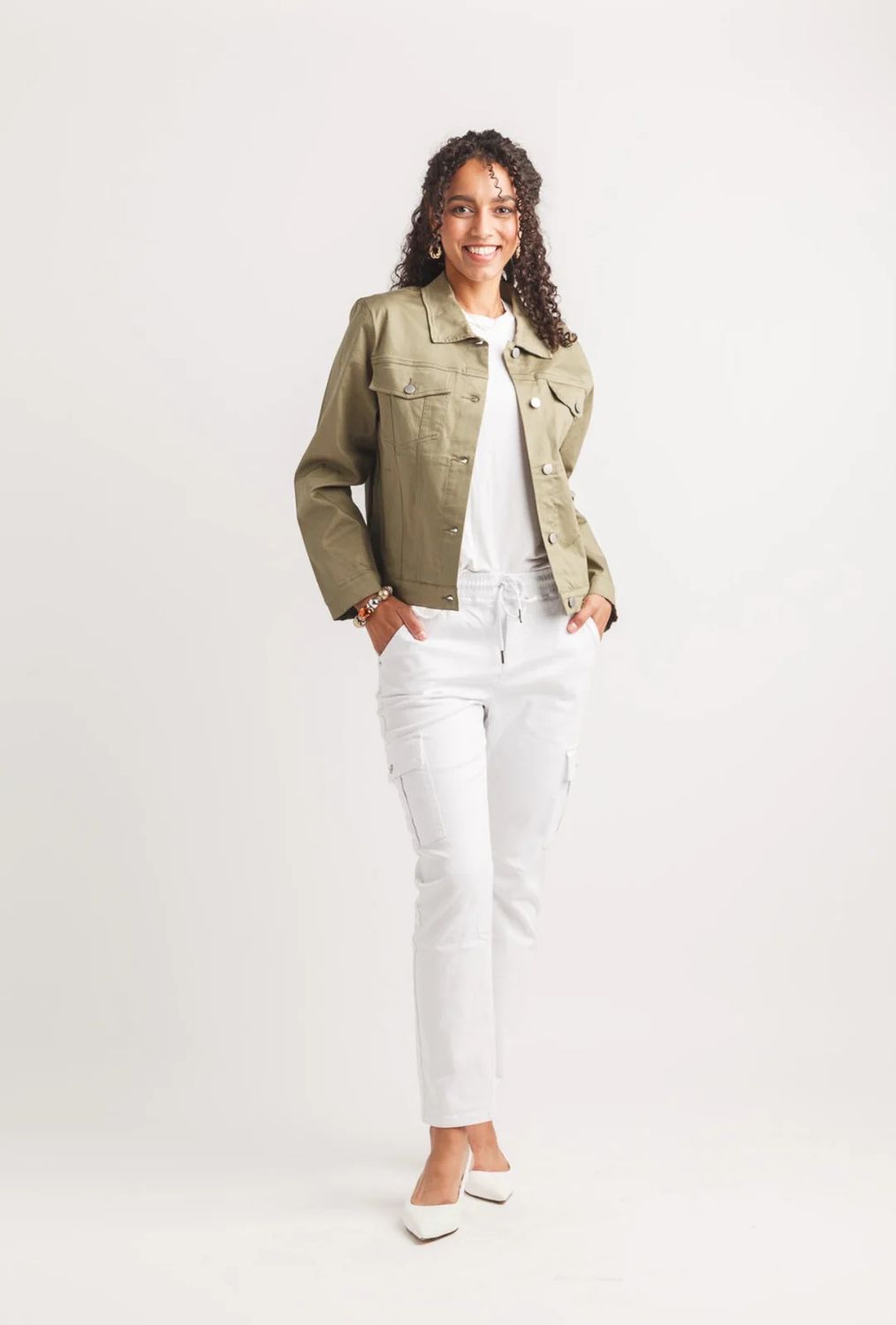 PAPILLON Denim Stretch Jacket, Color: Khaki, Size: XS