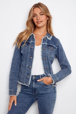 CHARLIE B Fringe Denim Jacket
