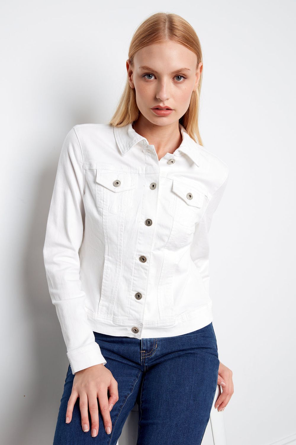 CHARLIE B Denim Jacket, Color: White, Size: XS