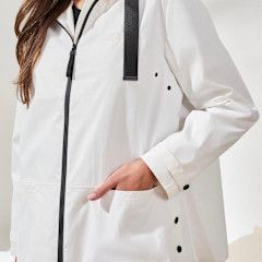 TRIBAL Long Sleeve Zip Front Rain Coat w/Hood