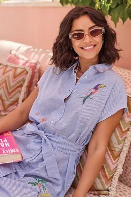 TRIBAL Embroidered Placement Shirt Dress