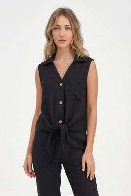 M-ITALY Collard Tank w/Tie Detail