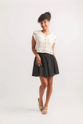 PAPILLON Crochet Button Front Top