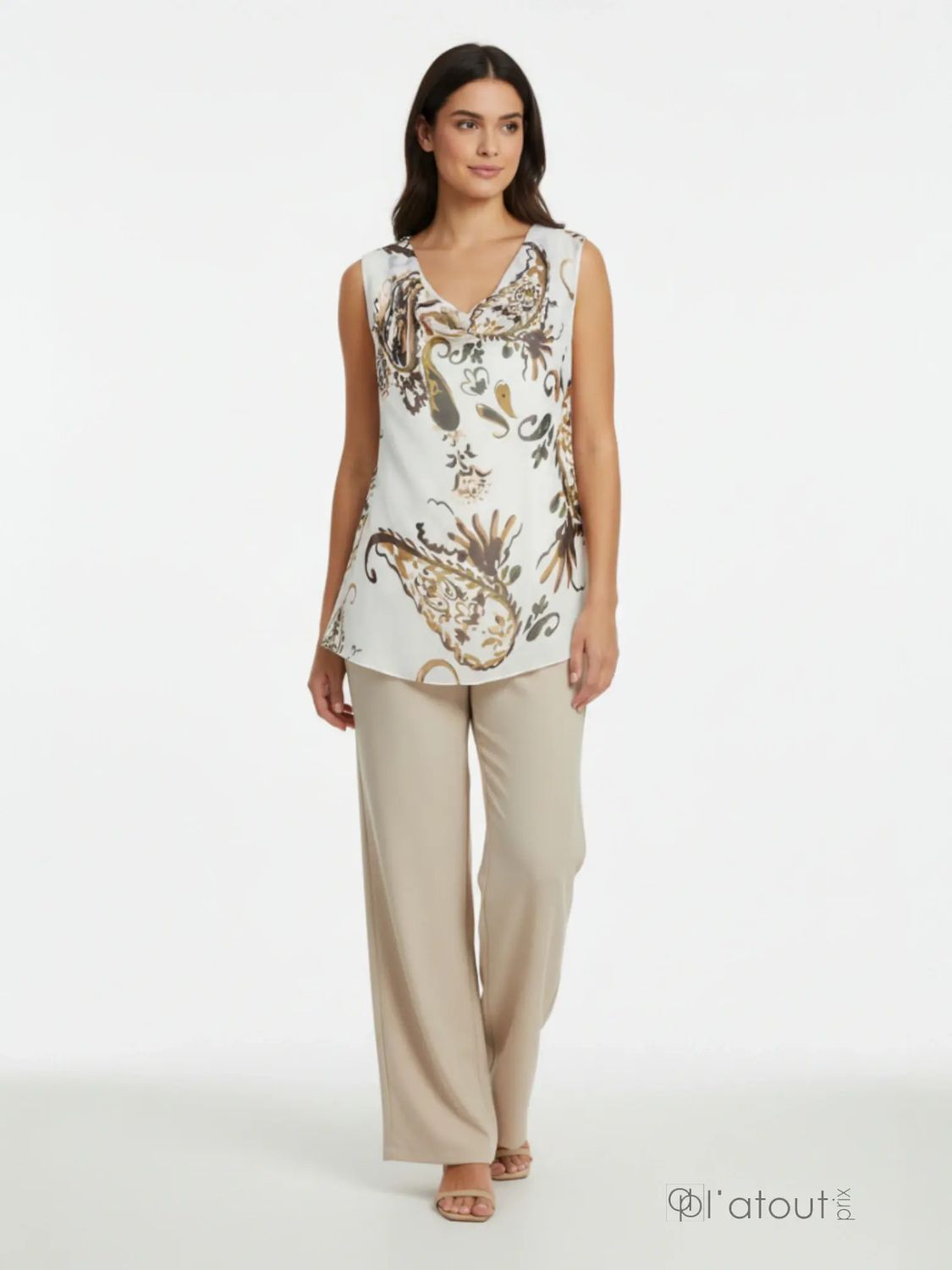 M-ITALY Tank Dress, Color: Mocha Paisley, Size: XS