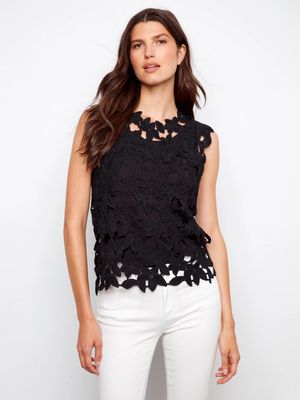 CHARLIE B Cap Sleeve  Lace Top