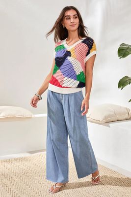 TRIBAL Cap Sleeve V-Neck Sweater