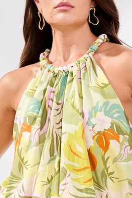 TRIBAL Lined Bubble Hem Blouse w/Neck Detail