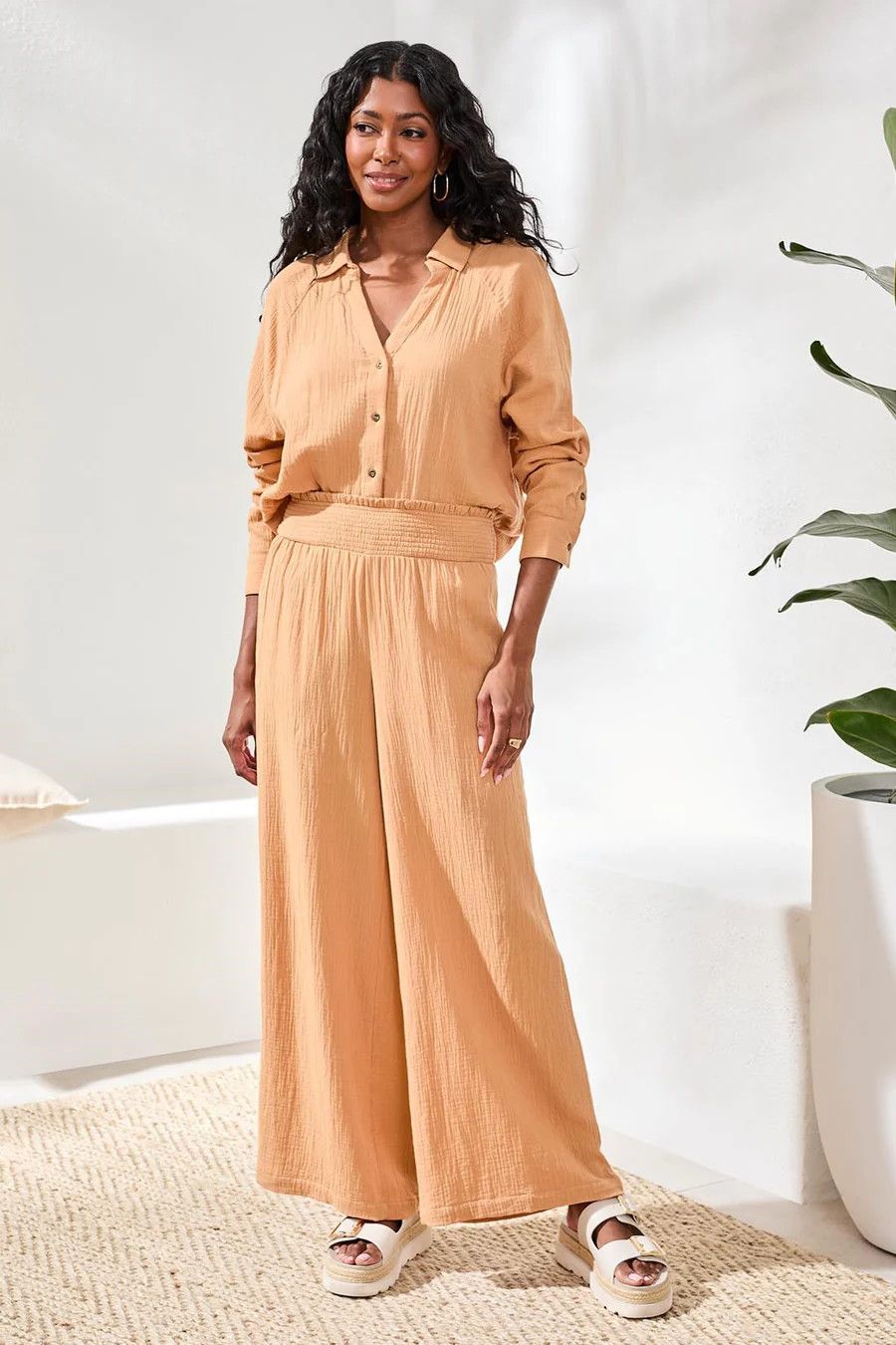 TRIBAL Wear Two Ways Wide Leg Pant w/Slit, Color: Guava Blush, Size: XS