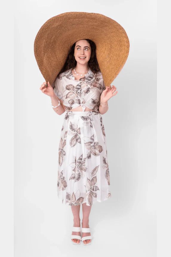 ME &amp; GEE Floral Light Weight Blouse, Color: Pearl, Size: S