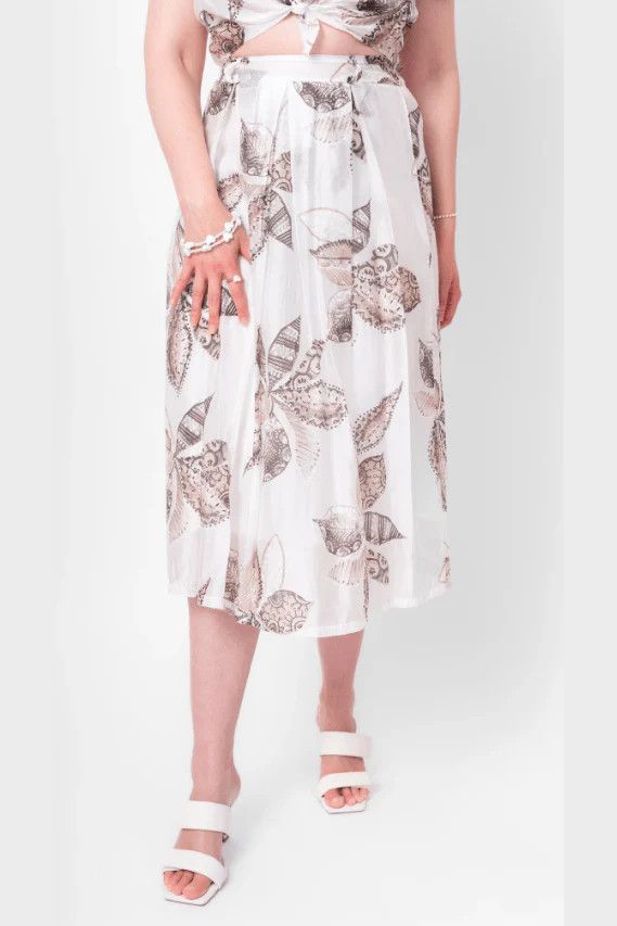 ME &amp; GEE Floral Light Weight Skirt, Color: Pearl, Size: S