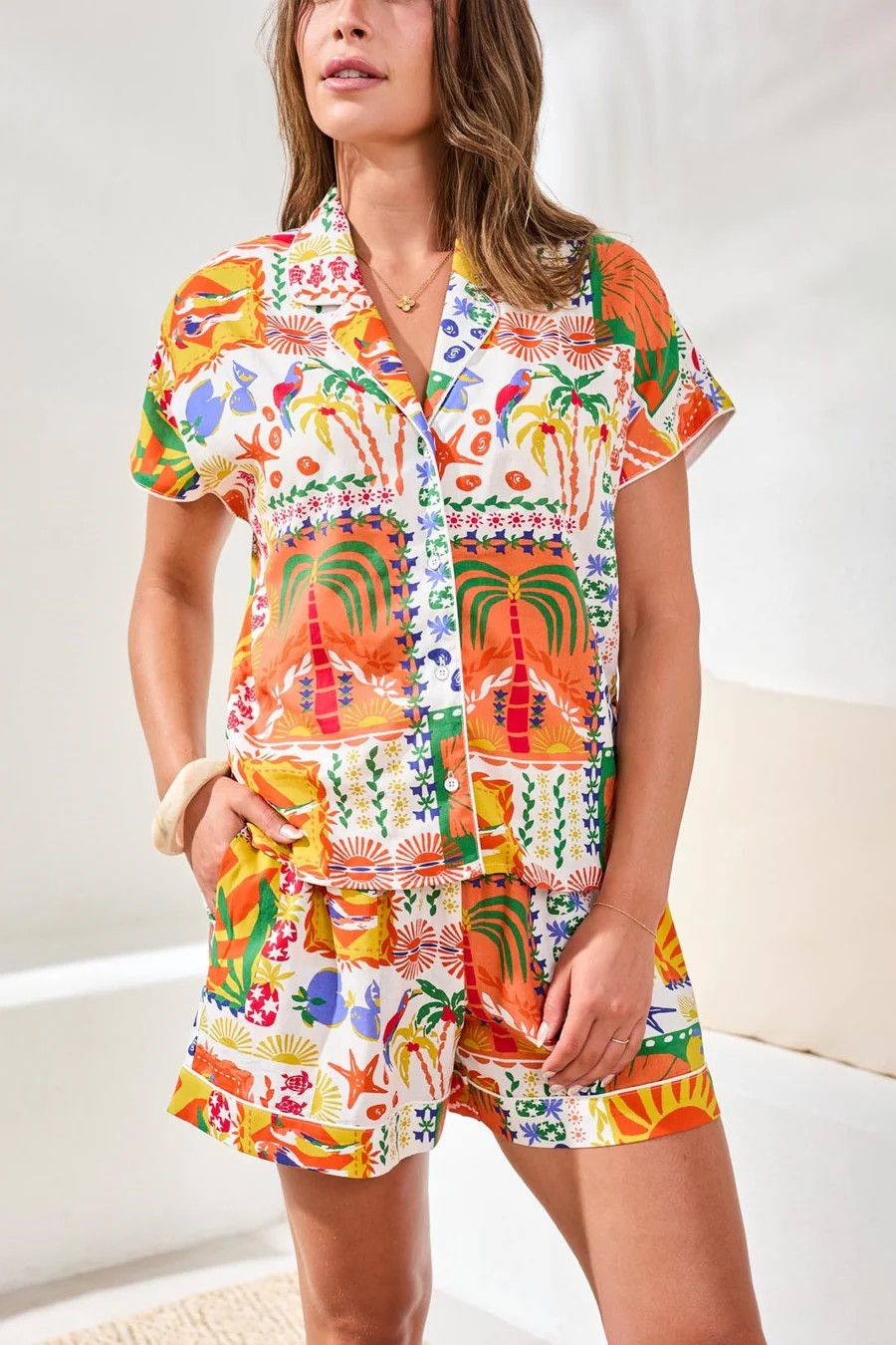 TRIBAL Blouse w/ Piping Detail, Color: Guava Blush, Size: XS