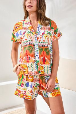 TRIBAL Blouse w/ Piping Detail