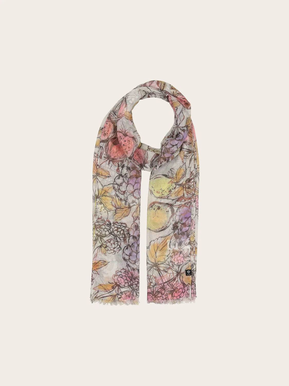 FRAAS Sustainable Hand Drawn Fruit Design Scarf, Color: Smoky Grape