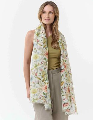 FRAAS Vintage Floral Print Hemp/Cotton Scarf