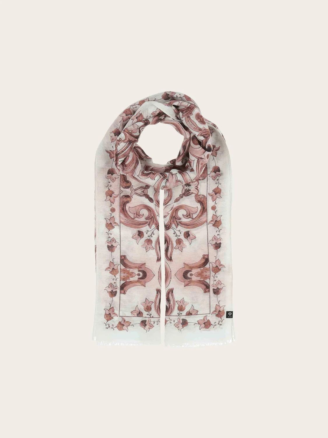 FRAAS Mosaic Design Hemp/Cotton  Scarf, Color: Double Expresso