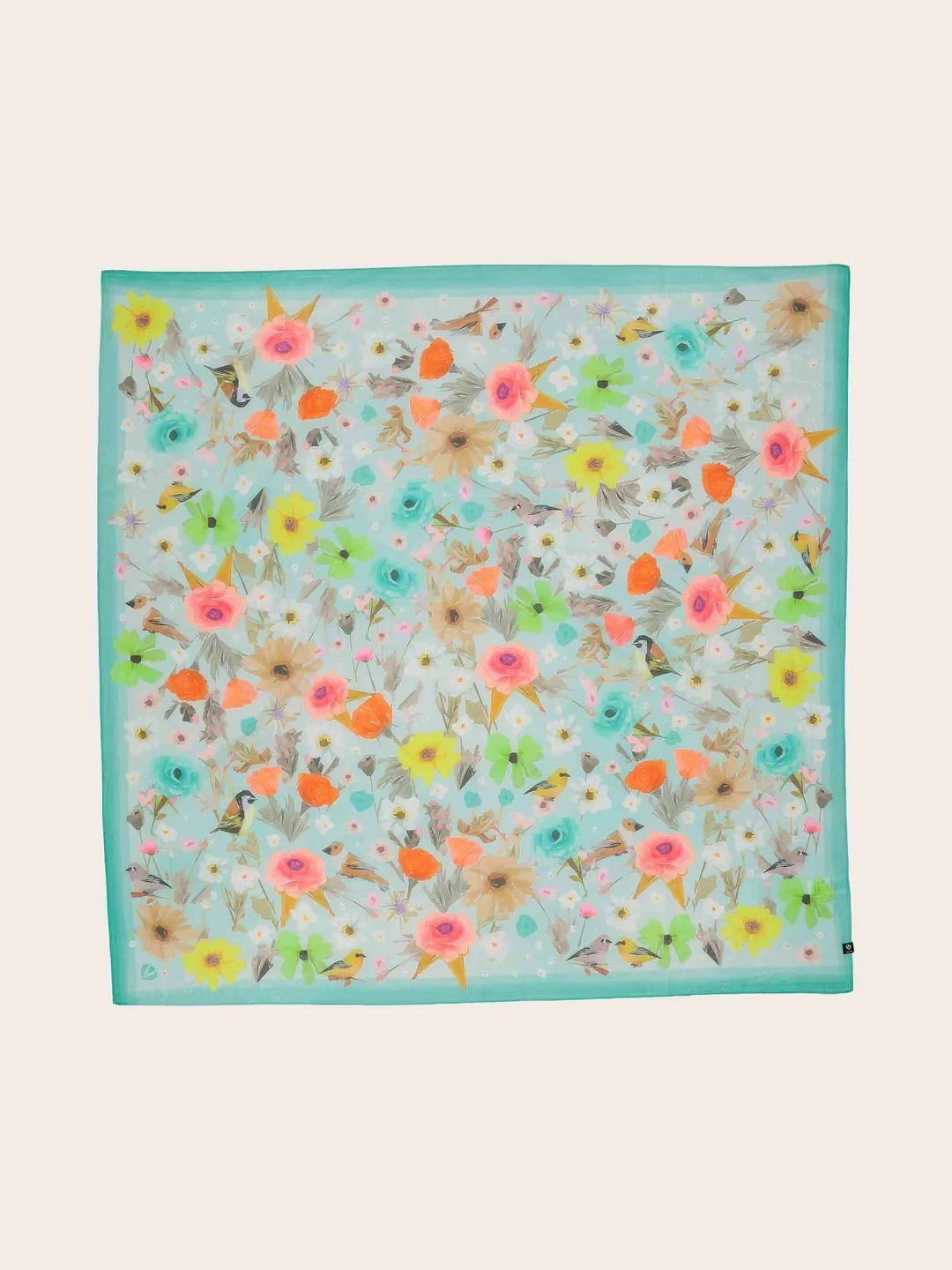 FRAAS Square w/Flowers and Birds in a Silk/Cotton Blend