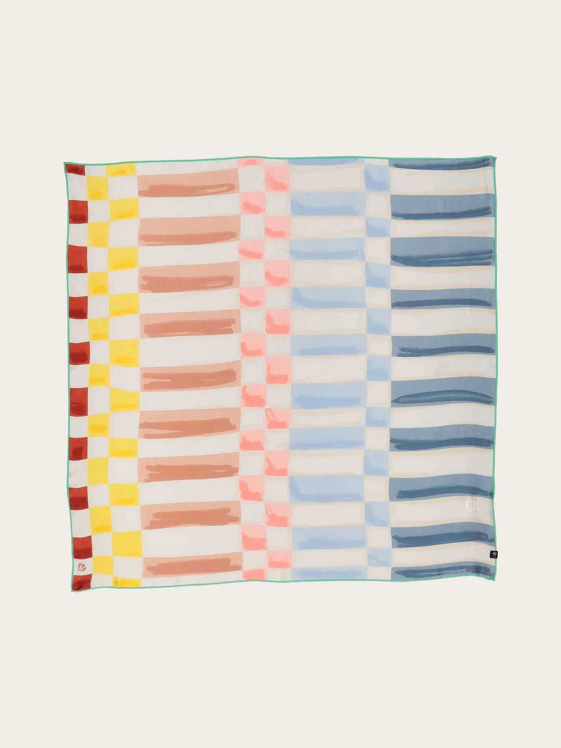 FRAAS Stripes &amp; Squares Maritime 100% Silk Square, Color: True Blue
