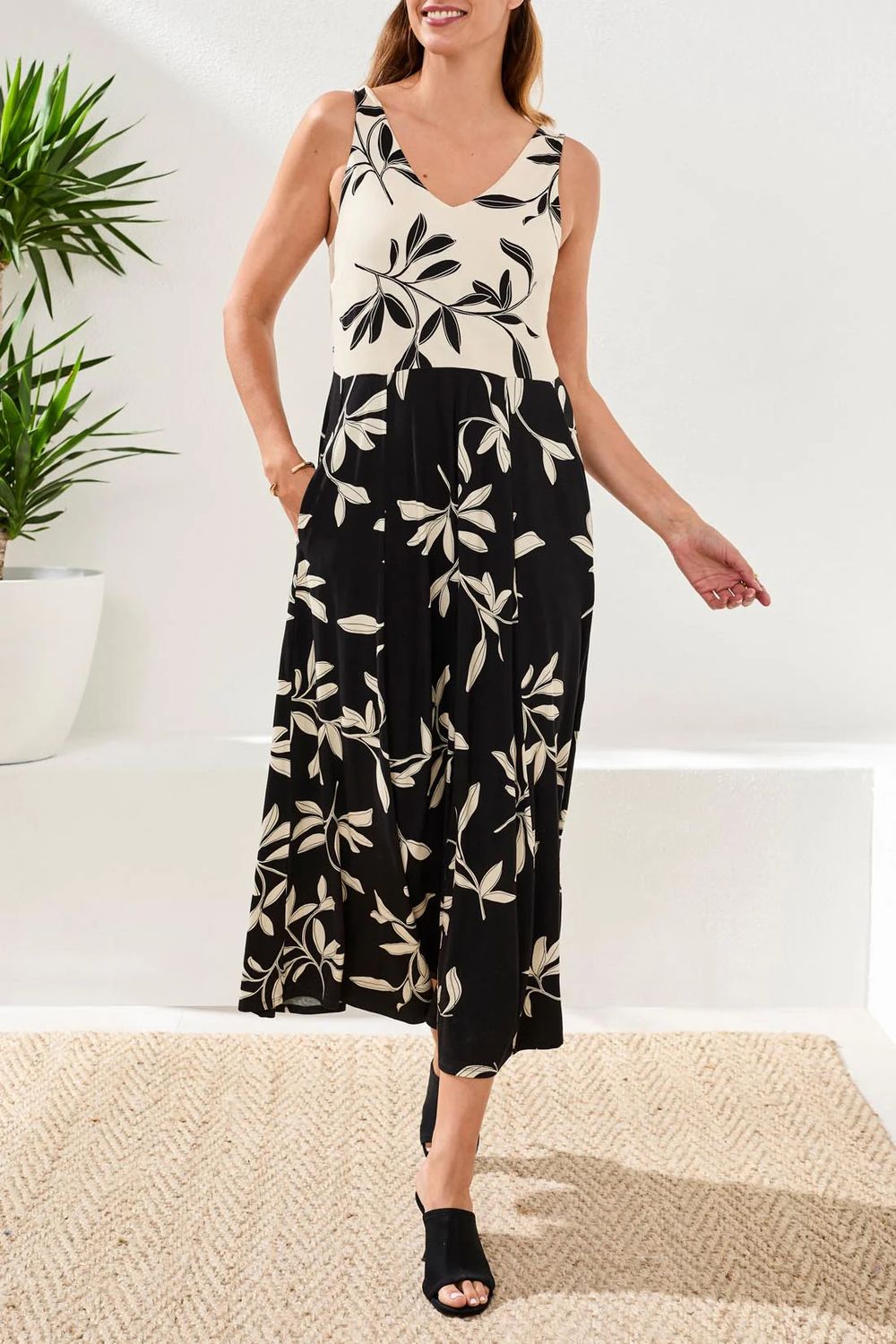 TRIBAL Sleeveless Combo Dress, Color: Canvas, Size: XS