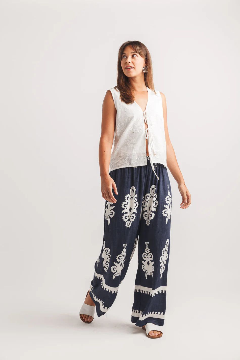 PAPILLON Elastic Waist Pant, Color: Navy, Size: XS