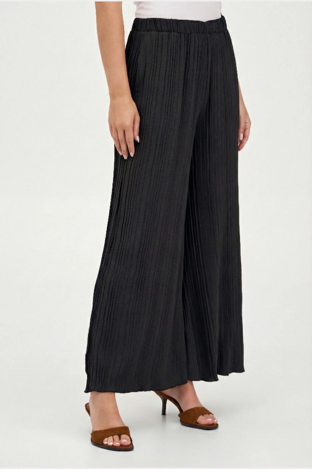 M-ITALY Elastic Waist Pant, Color: Black, Size: XS
